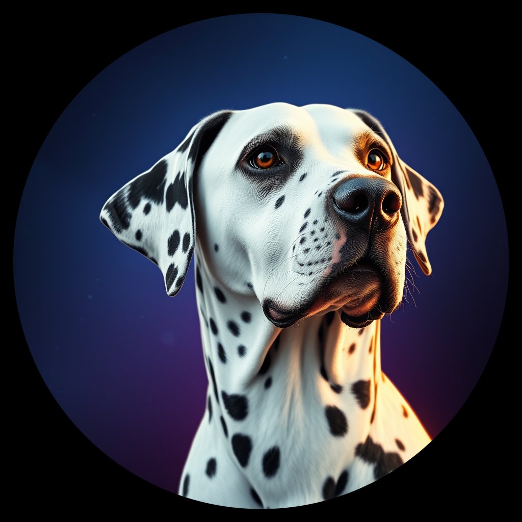 Cosmic medallion portrait of PFZ17B09_PFZ17B09, a Dalmatian