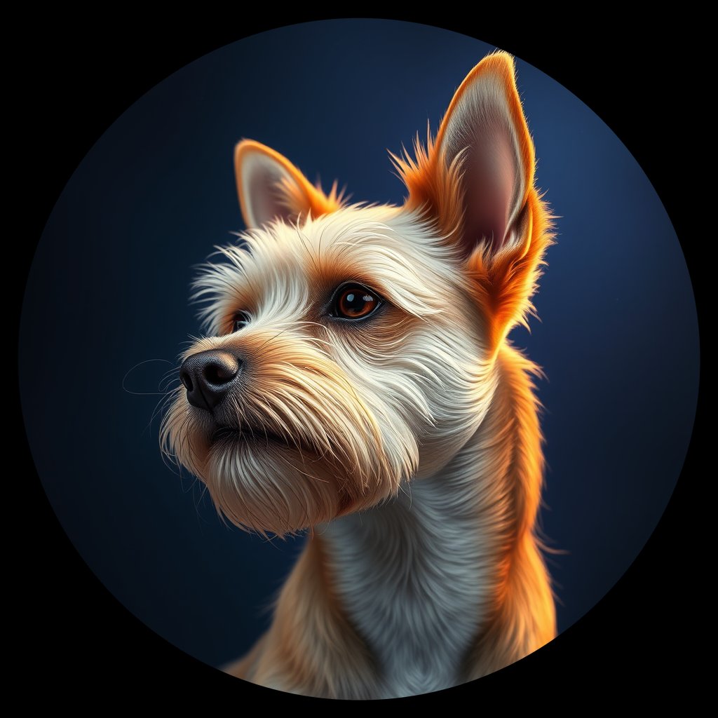 Cosmic medallion portrait of PFZ17C01_PFZ17C01, a Silky Terrier