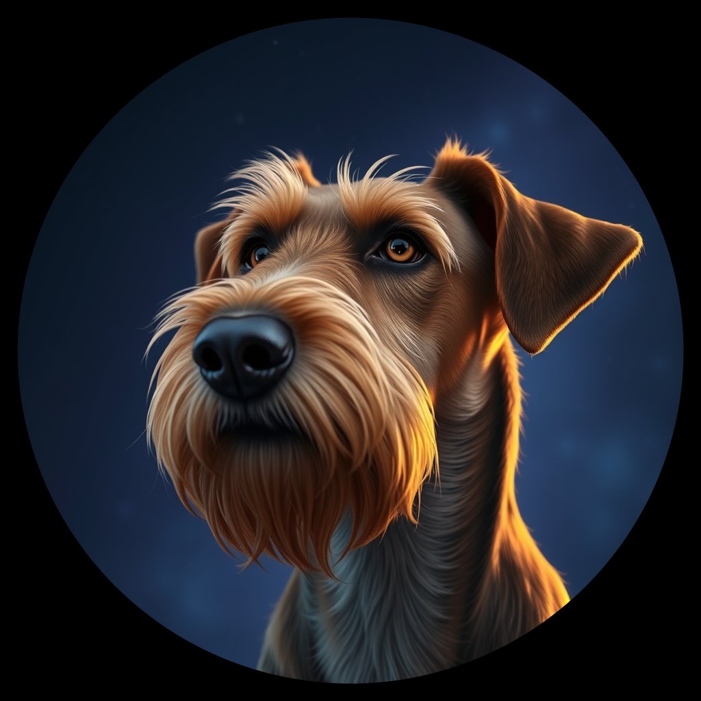 Cosmic medallion portrait of PFZ17C03_PFZ17C03, a Otterhound