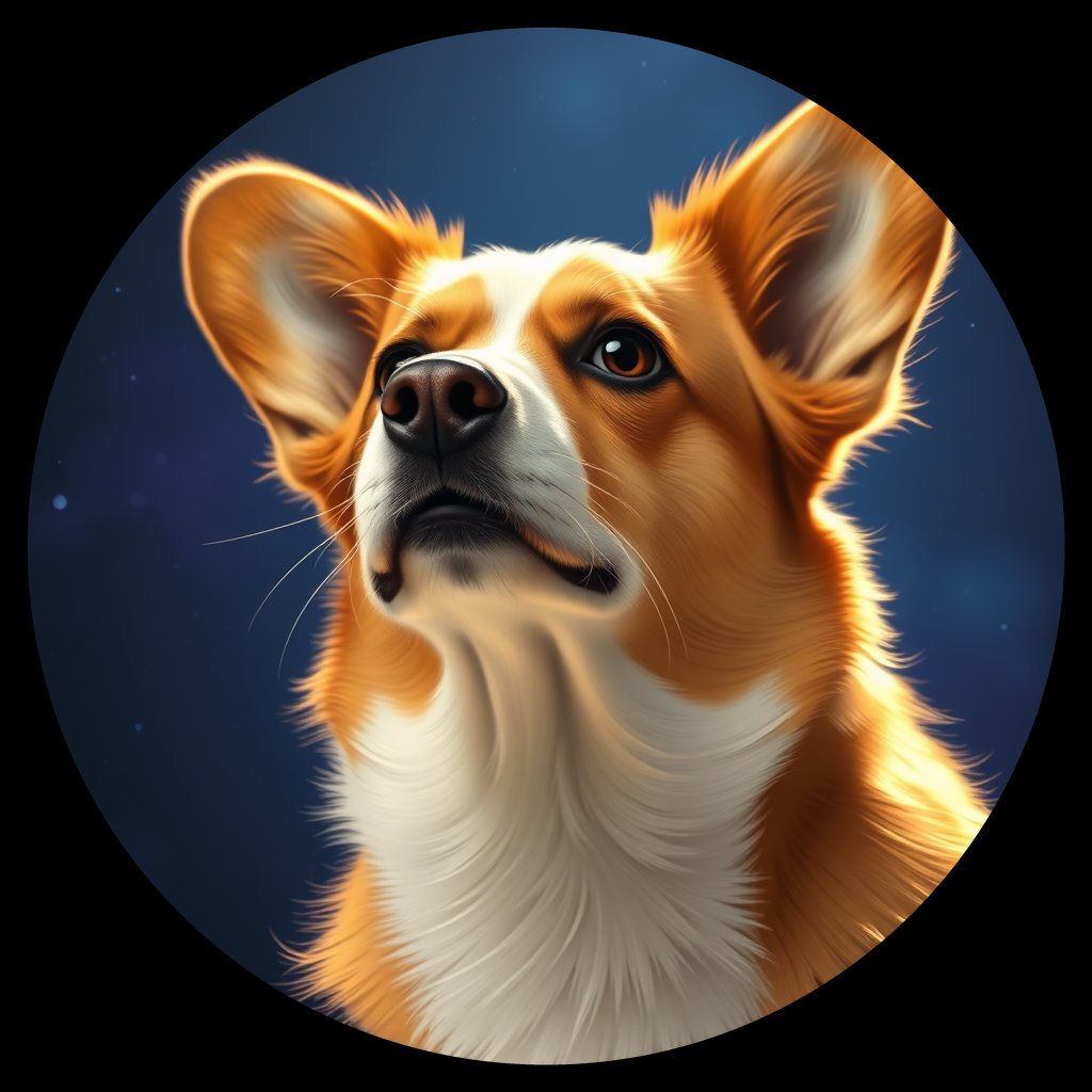 Cosmic medallion portrait of PFZ17C08_PFZ17C08, a Pembroke Welsh Corgi