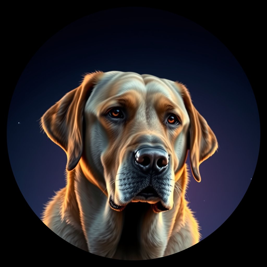 Cosmic medallion portrait of PFZ17C12_PFZ17C12, a Labrador Retriever