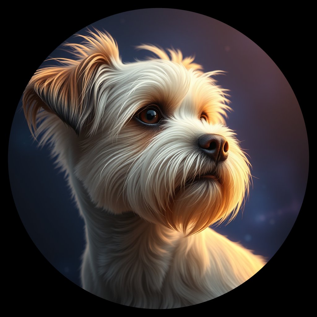 Cosmic medallion portrait of PFZ17D08_PFZ17D08, a Havanese