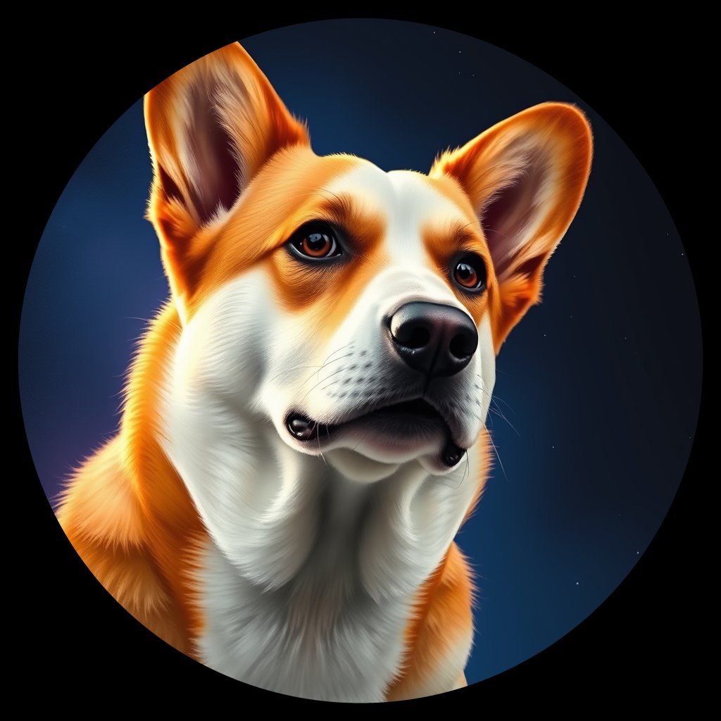 Cosmic medallion portrait of PFZ17D10_PFZ17D10, a Pembroke Welsh Corgi
