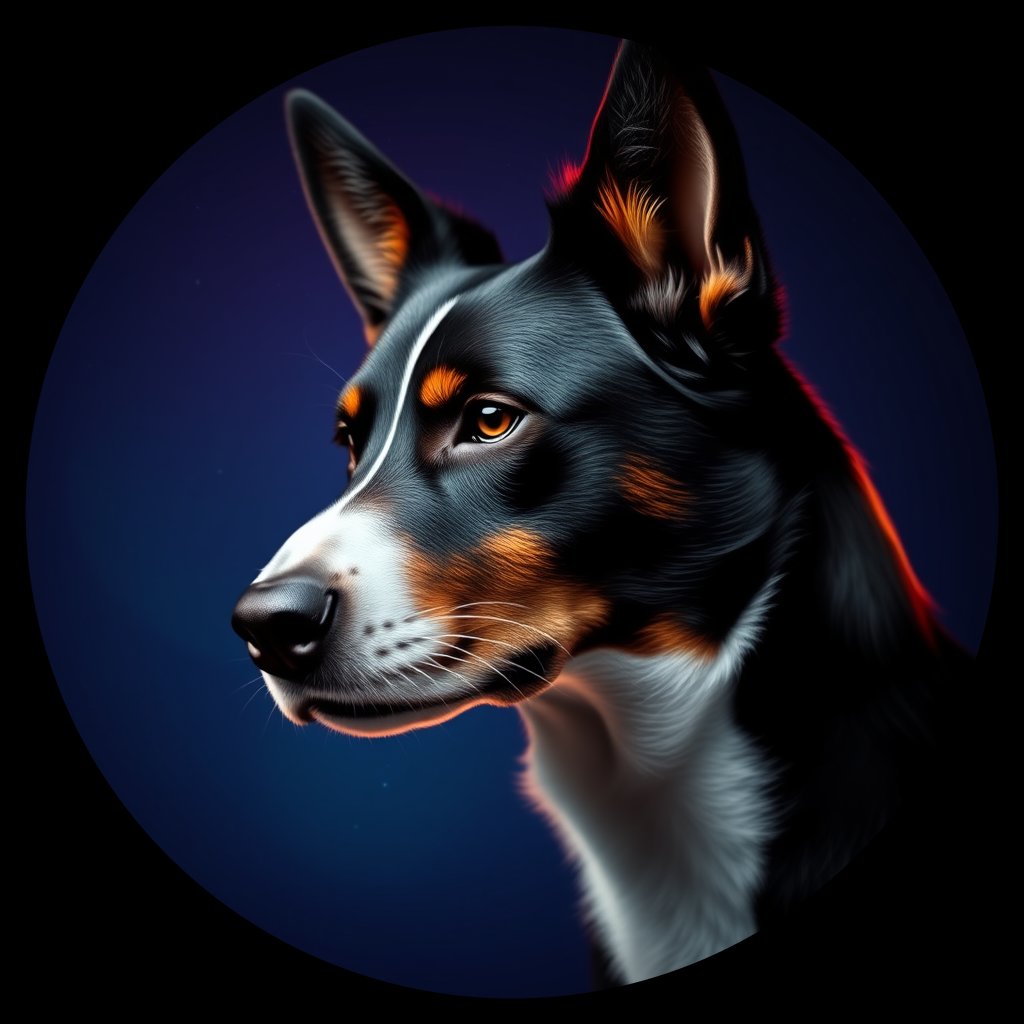 Cosmic medallion portrait of PFZ17D11_PFZ17D11, a Border Collie