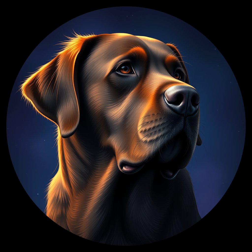 Cosmic medallion portrait of PFZ17D12_PFZ17D12, a Labrador Retriever