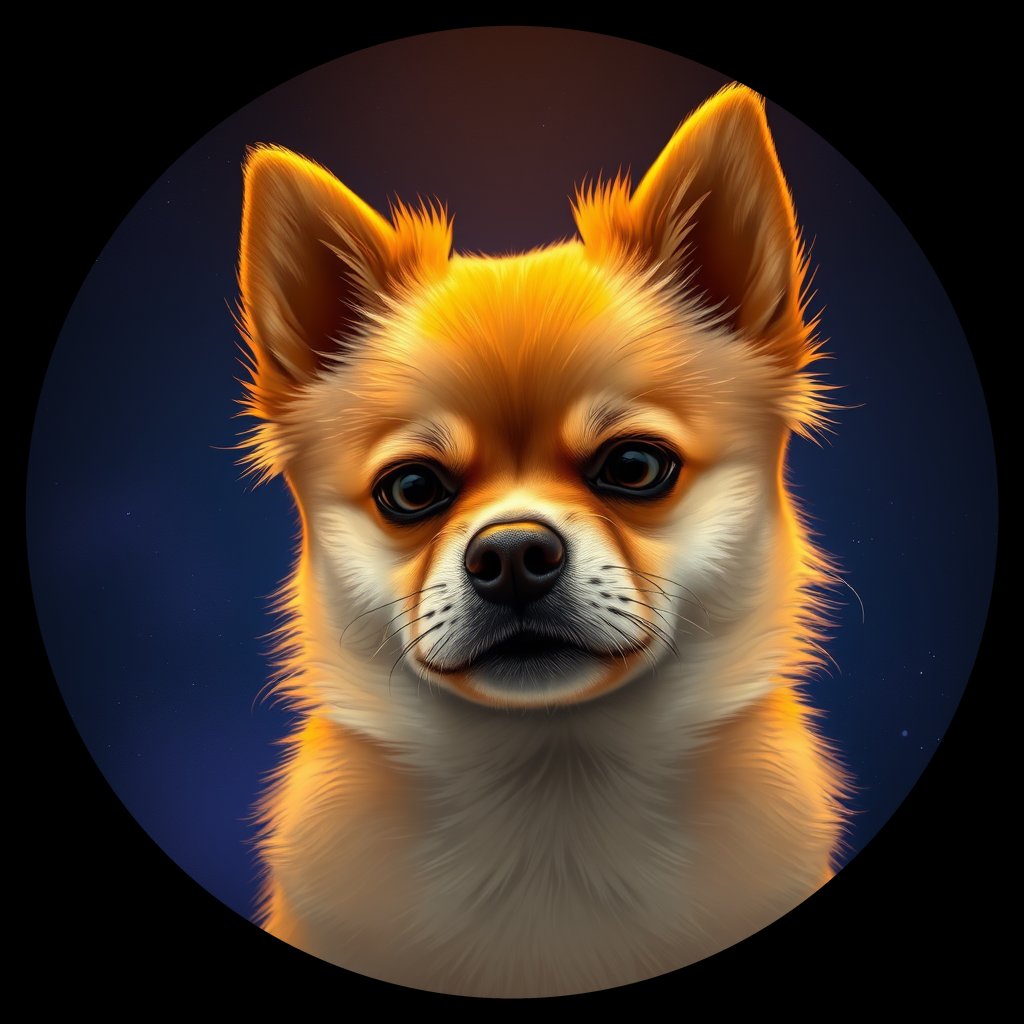 Cosmic medallion portrait of PFZ17E02_PFZ17E02, a Pomeranian