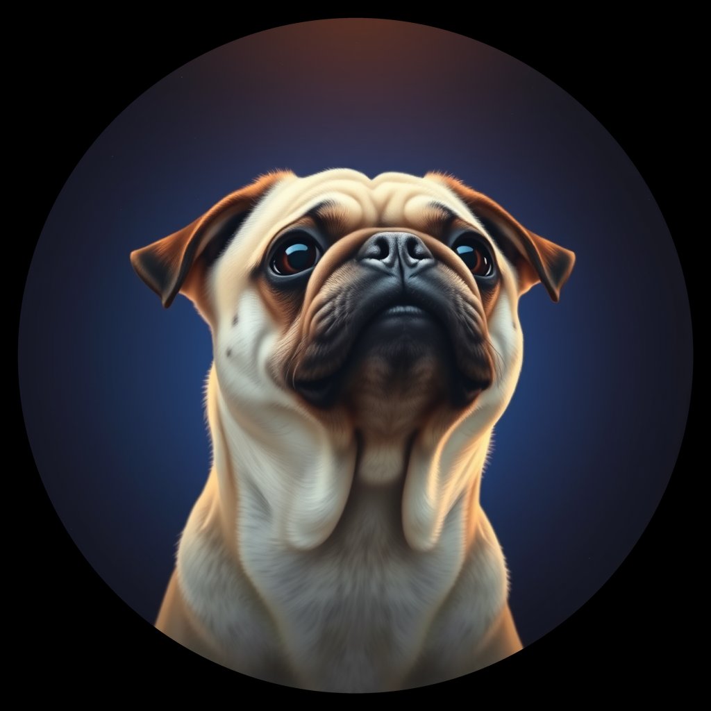 Cosmic medallion portrait of PFZ17E05_PFZ17E05, a Pug