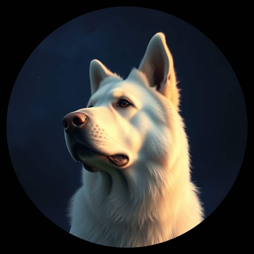 Cosmic medallion portrait of PFZ17E07_PFZ17E07, a Great Pyrenees