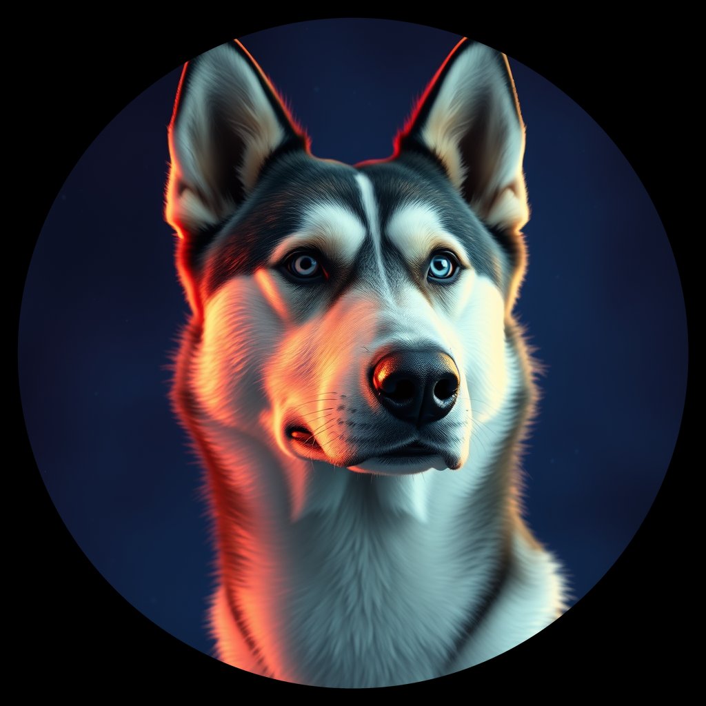 Cosmic medallion portrait of PFZ17E08_PFZ17E08, a Siberian Husky