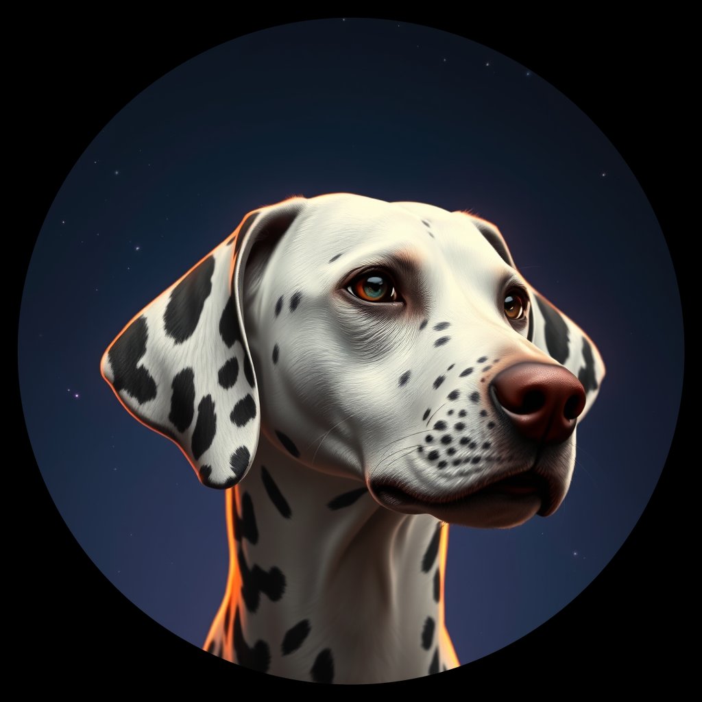 Cosmic medallion portrait of PFZ17E09_PFZ17E09, a Dalmatian