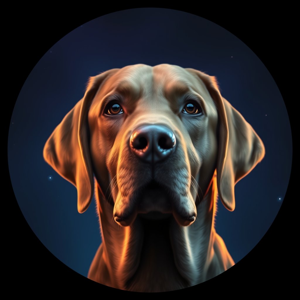 Cosmic medallion portrait of PFZ17E10_PFZ17E10, a Labrador Retriever
