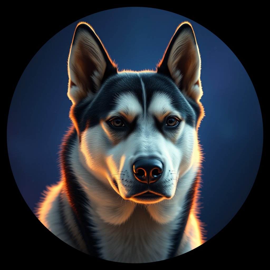 Cosmic medallion portrait of PFZ17E12_PFZ17E12, a Siberian Husky