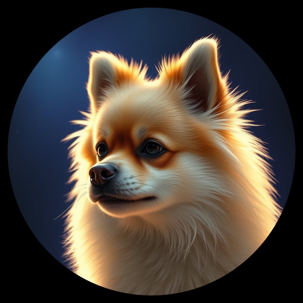 Cosmic medallion portrait of PFZ17F02_PFZ17F02, a Pomeranian