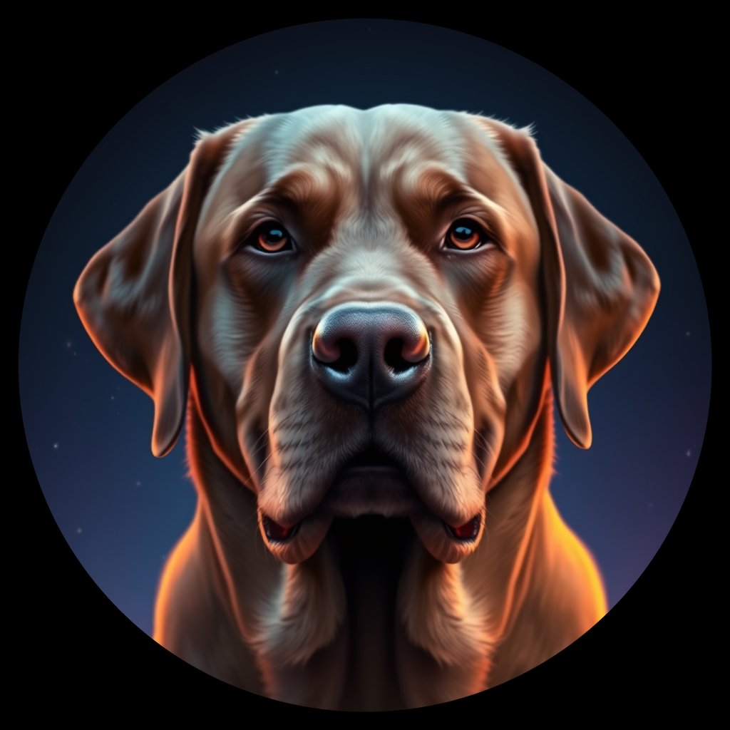Cosmic medallion portrait of PFZ17F10_PFZ17F10, a Labrador Retriever