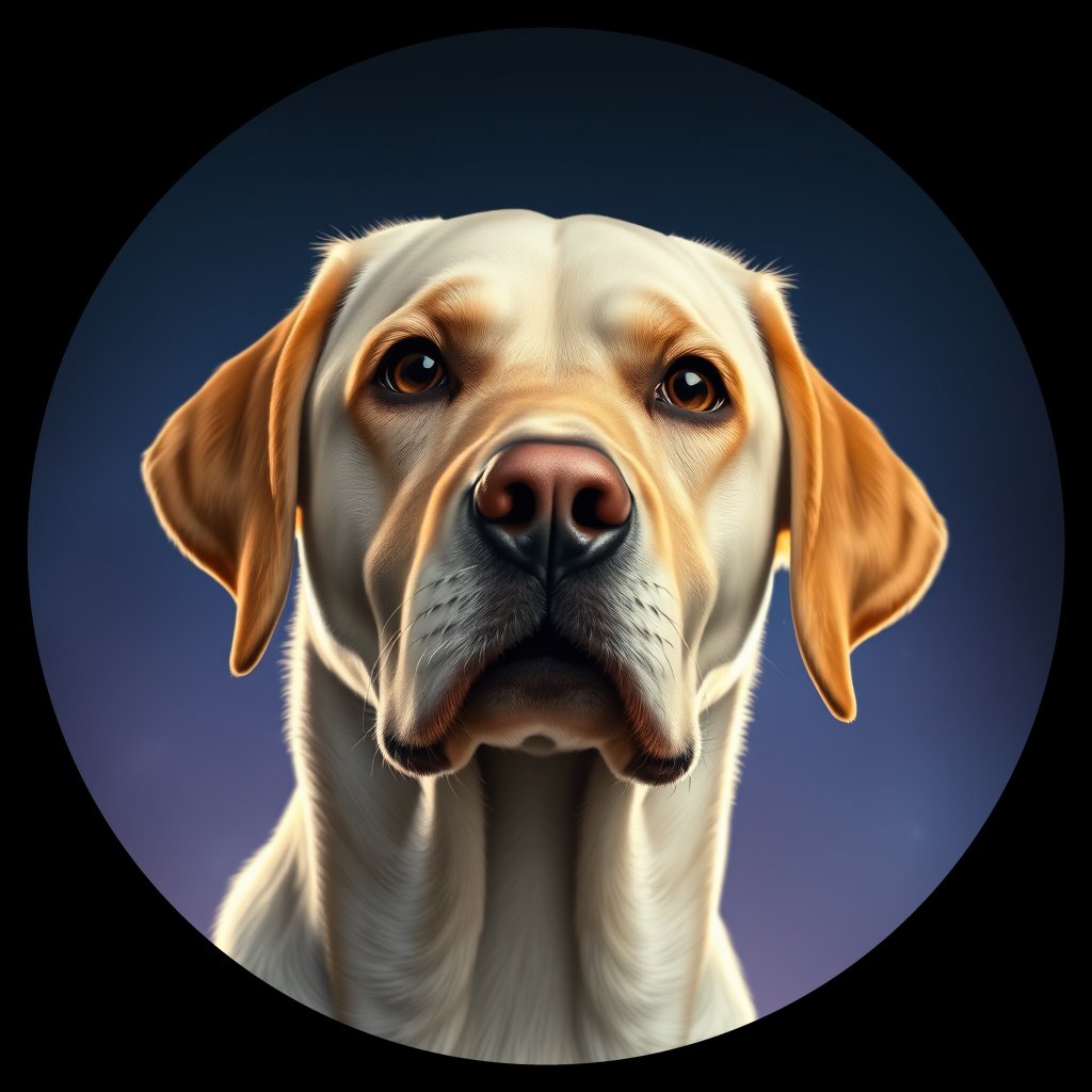 Cosmic medallion portrait of PFZ17F12_PFZ17F12, a Labrador Retriever