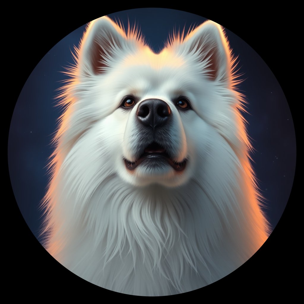 Cosmic medallion portrait of PFZ17G01_PFZ17G01, a Samoyed