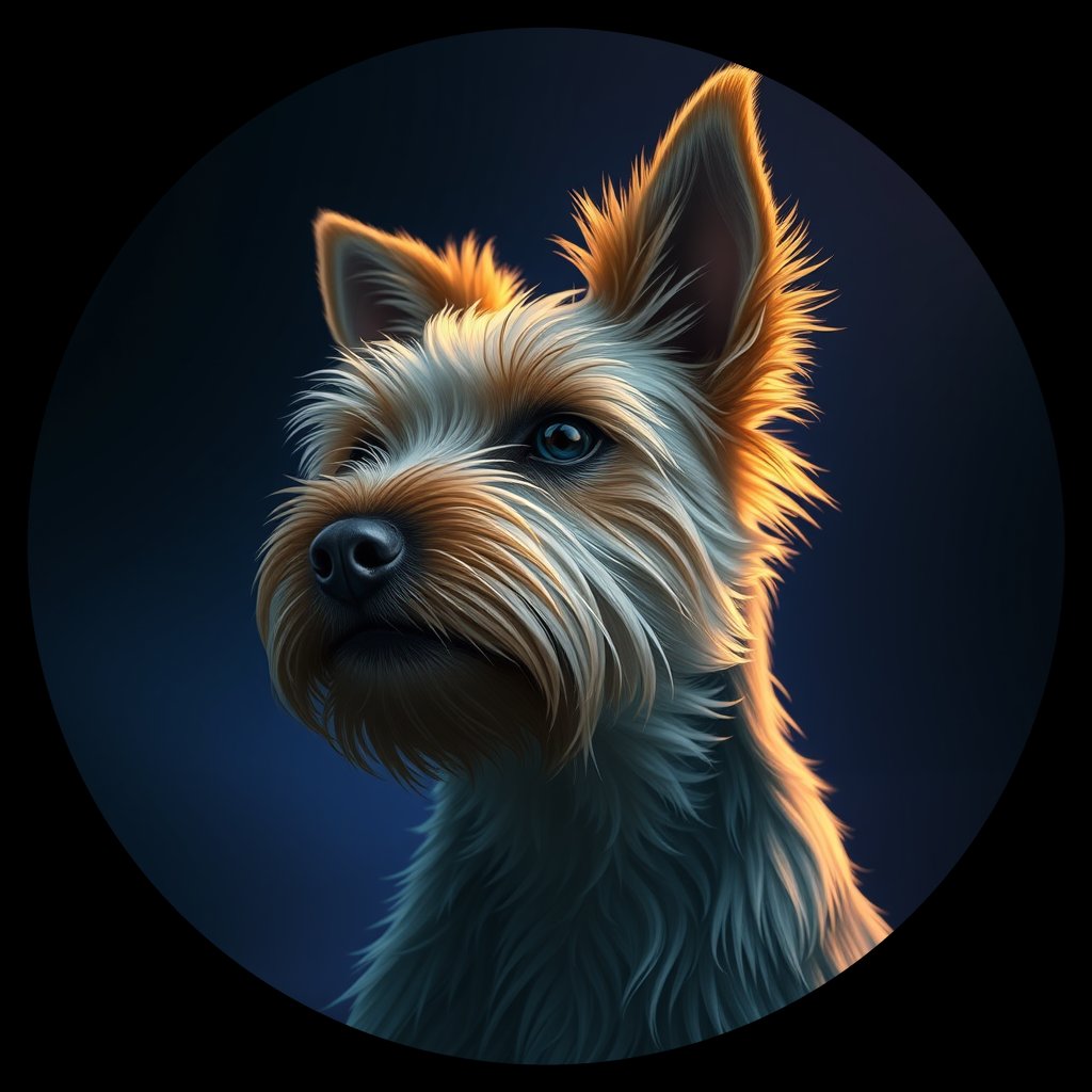 Cosmic medallion portrait of PFZ17G02_PFZ17G02, a Silky Terrier