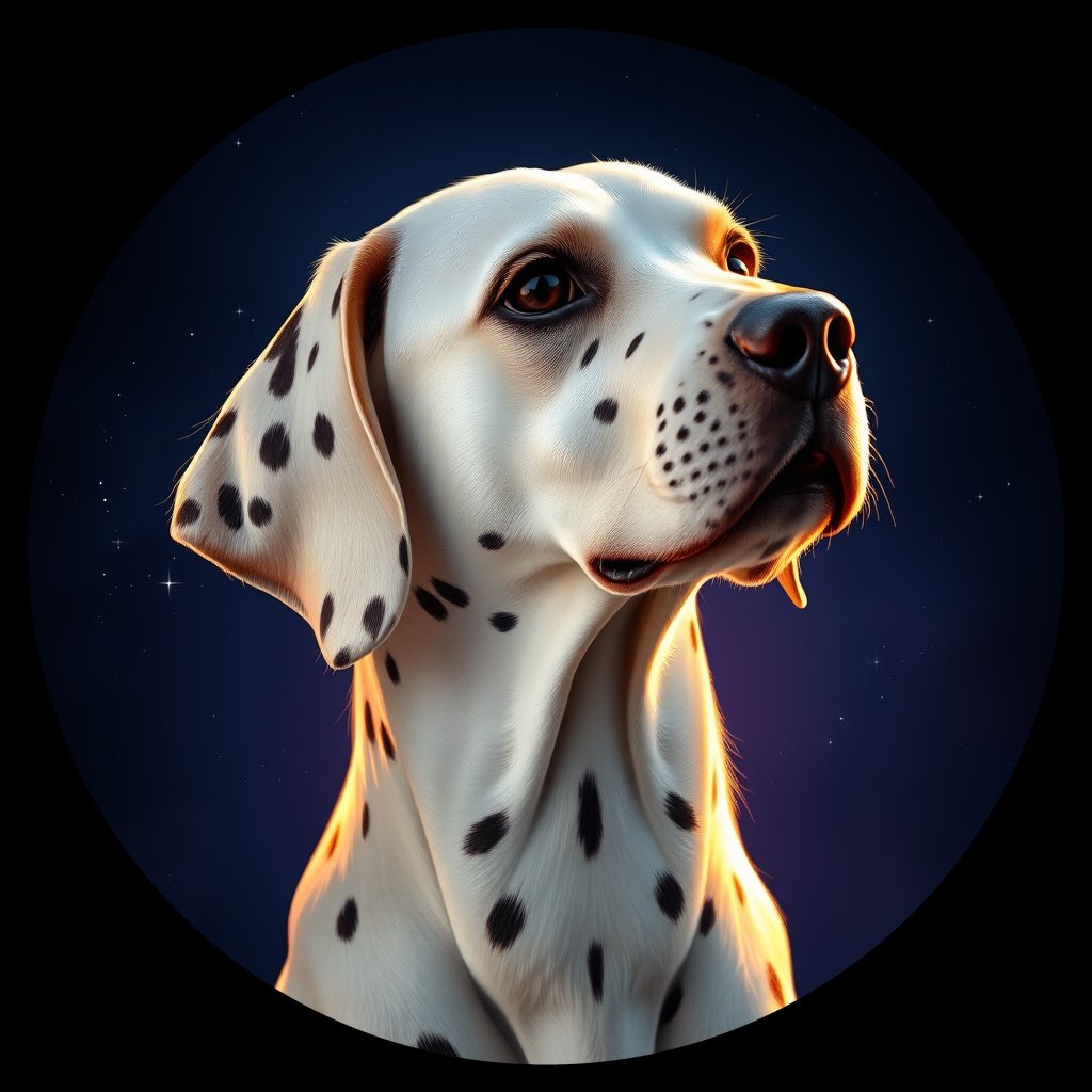 Cosmic medallion portrait of PFZ17G03_PFZ17G03, a Dalmatian