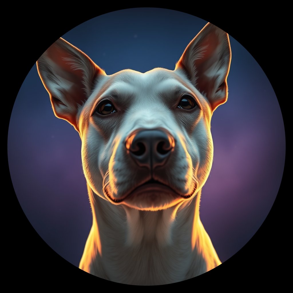 Cosmic medallion portrait of PFZ17G04_PFZ17G04, a Bull Terrier