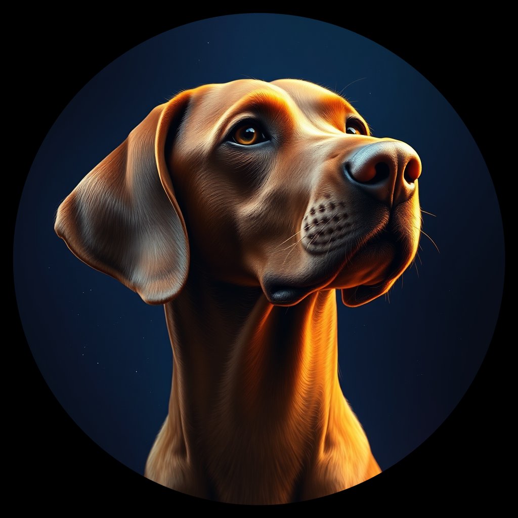 Cosmic medallion portrait of PFZ17G06_PFZ17G06, a Vizsla