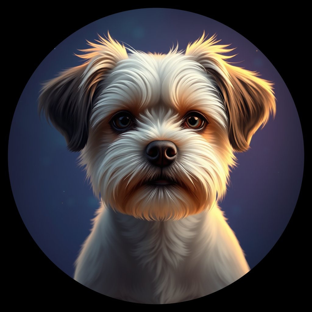 Cosmic medallion portrait of PFZ17G07_PFZ17G07, a Havanese