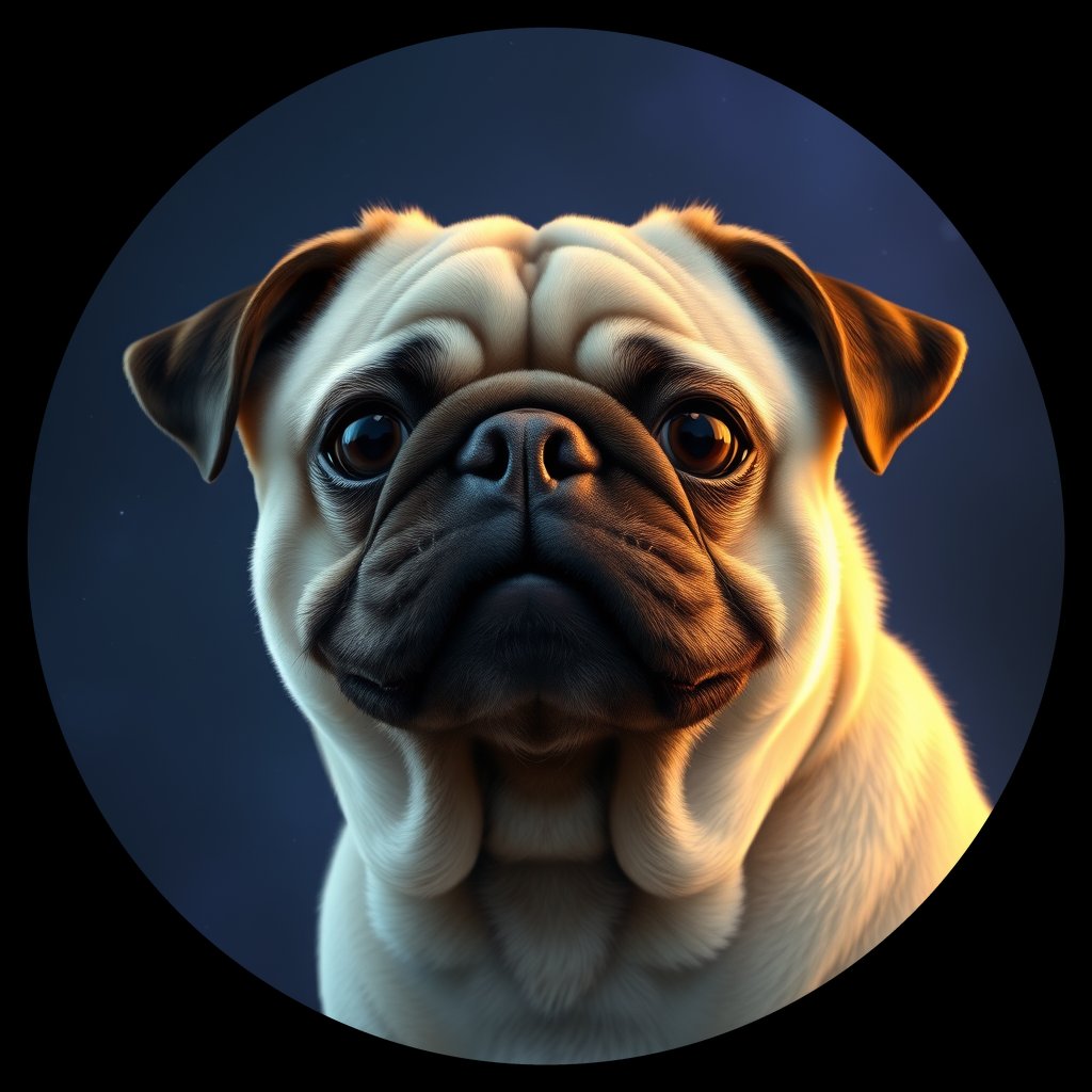 Cosmic medallion portrait of PFZ17G08_PFZ17G08, a Pug