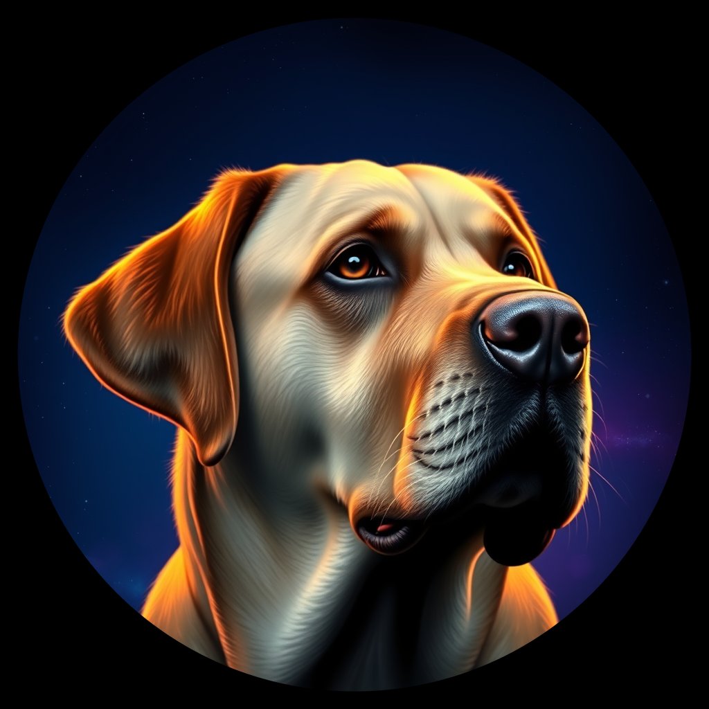 Cosmic medallion portrait of PFZ17G10_PFZ17G10, a Labrador Retriever