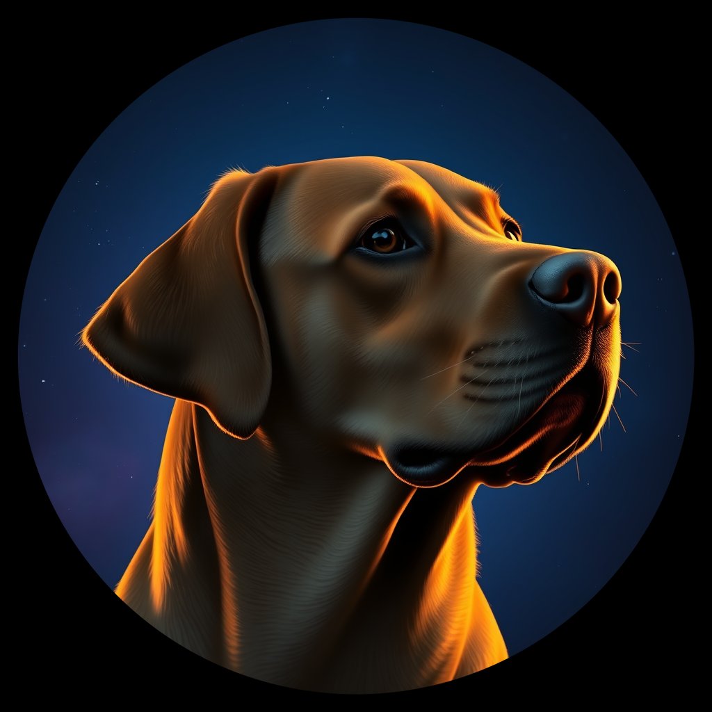 Cosmic medallion portrait of PFZ17G12_PFZ17G12, a Labrador Retriever