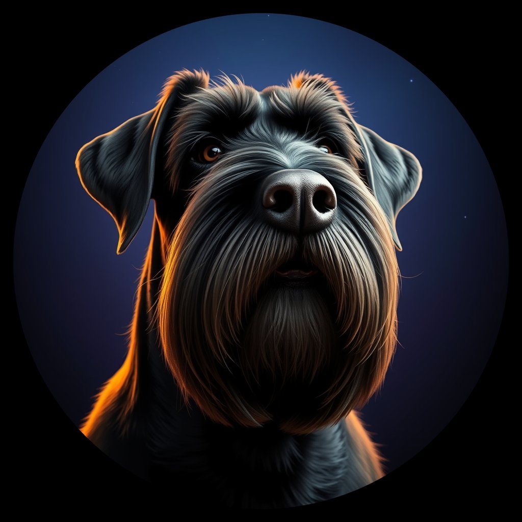 Cosmic medallion portrait of PFZ17H02_PFZ17H02, a Giant Schnauzer
