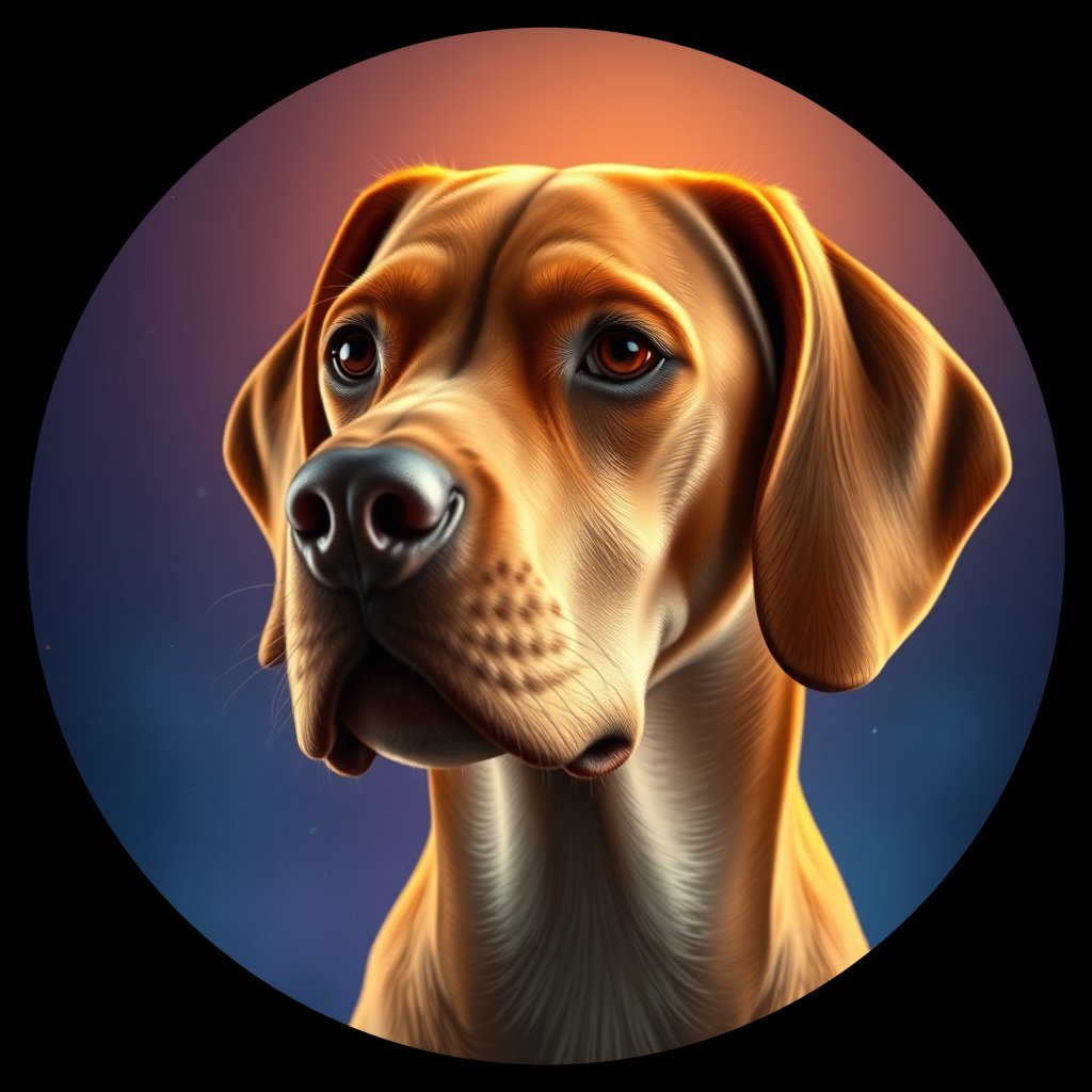 Cosmic medallion portrait of PFZ17H03_PFZ17H03, a Vizsla