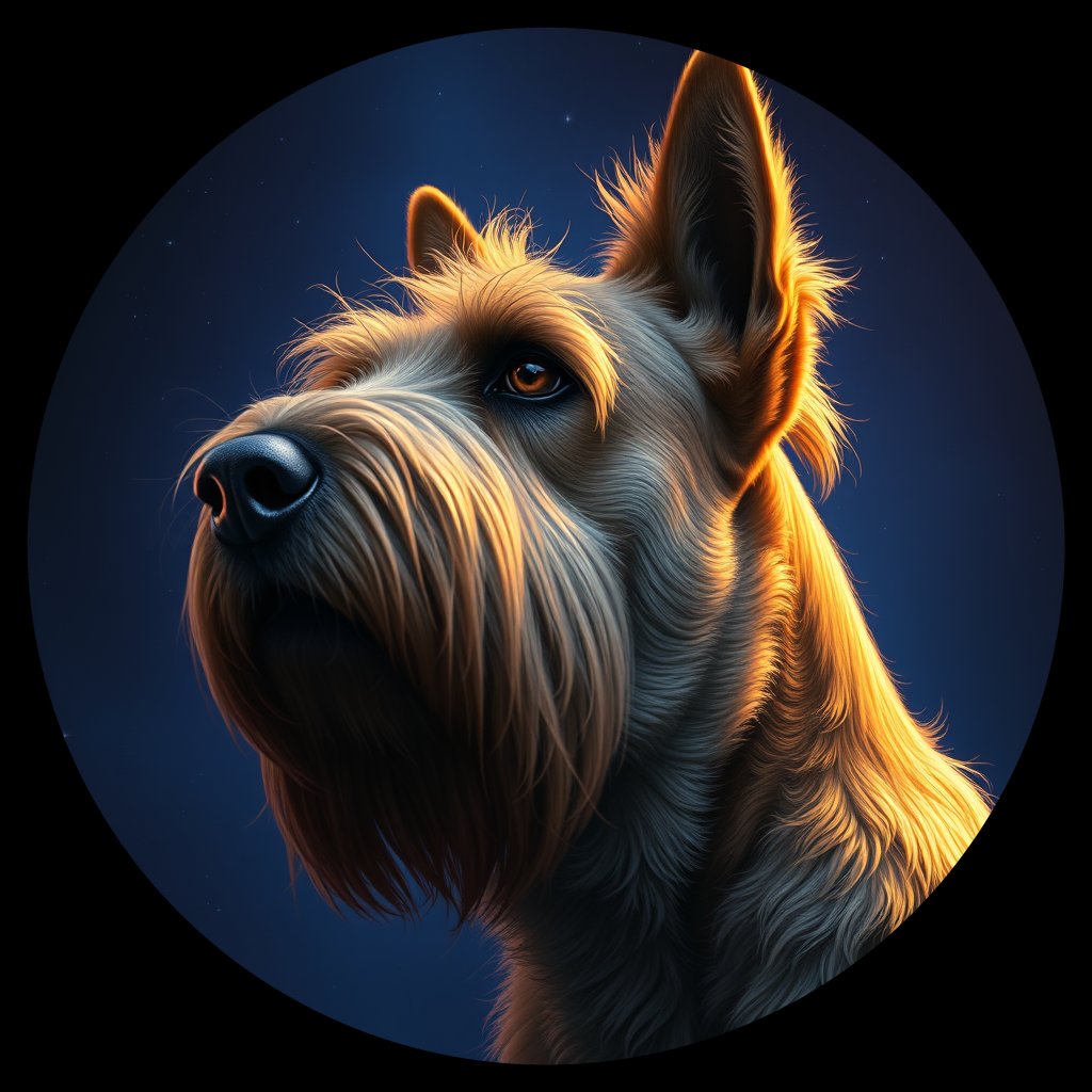 Cosmic medallion portrait of PFZ17H04_PFZ17H04, a Otterhound