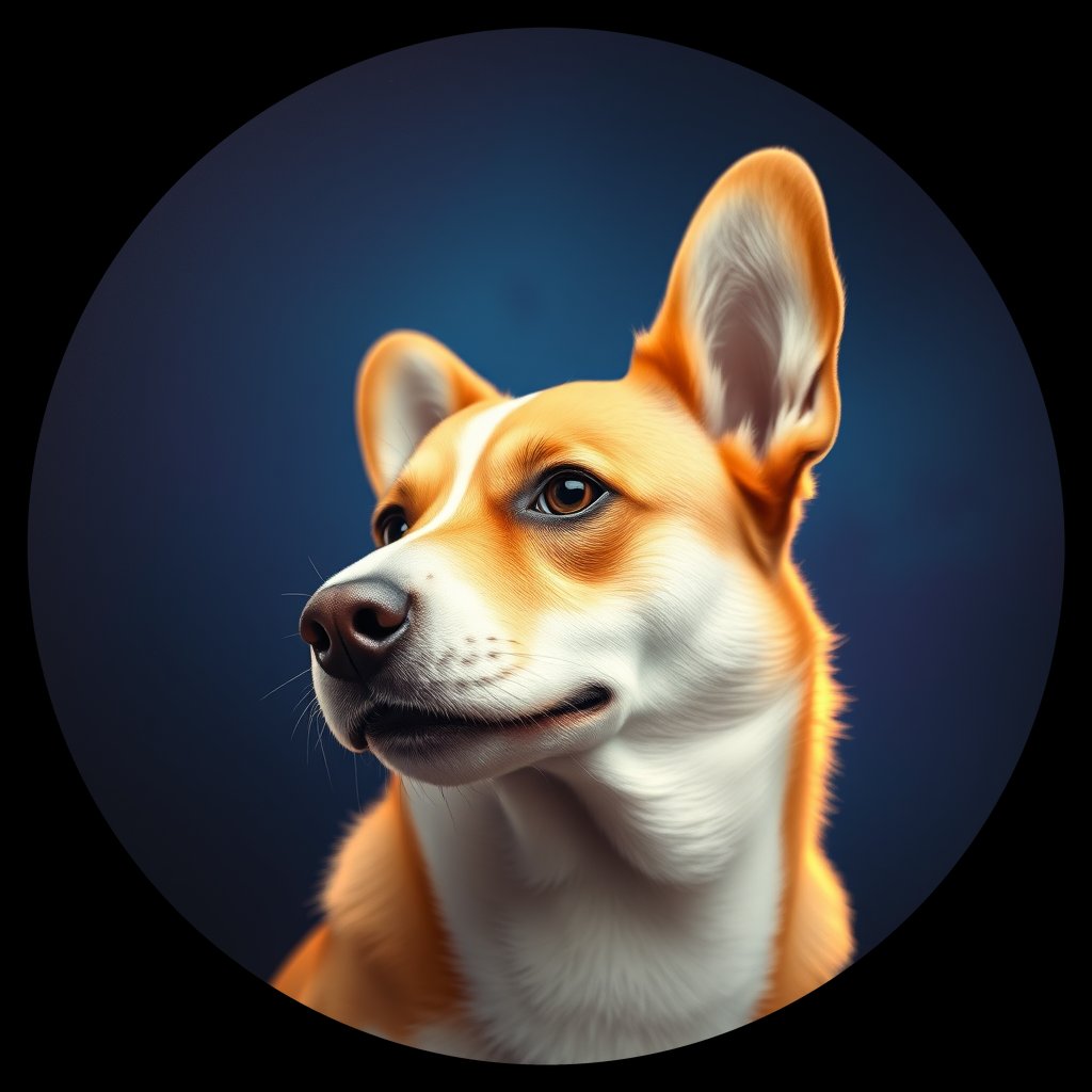 Cosmic medallion portrait of PFZ17H05_PFZ17H05, a Pembroke Welsh Corgi