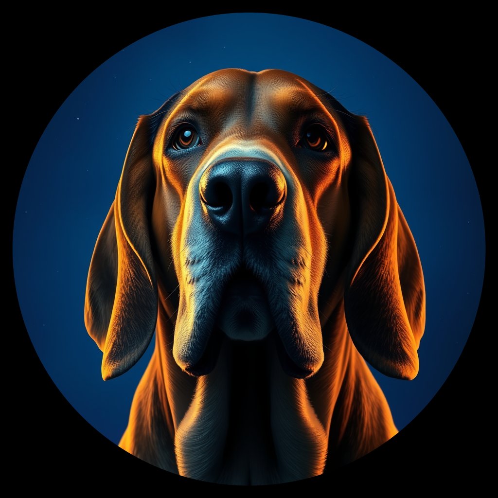 Cosmic medallion portrait of PFZ17H07_PFZ17H07, a Basset Hound