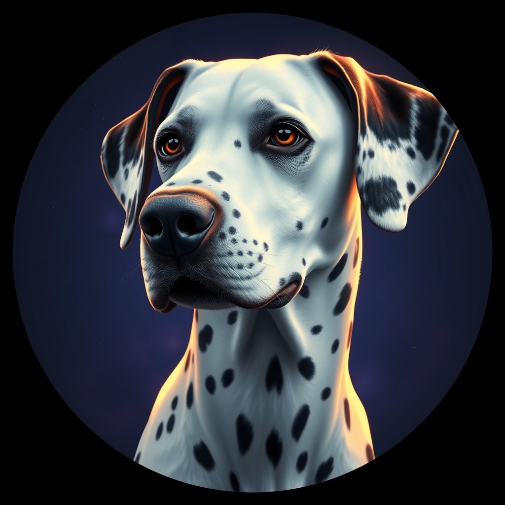 Cosmic medallion portrait of PFZ17H08_PFZ17H08, a Dalmatian