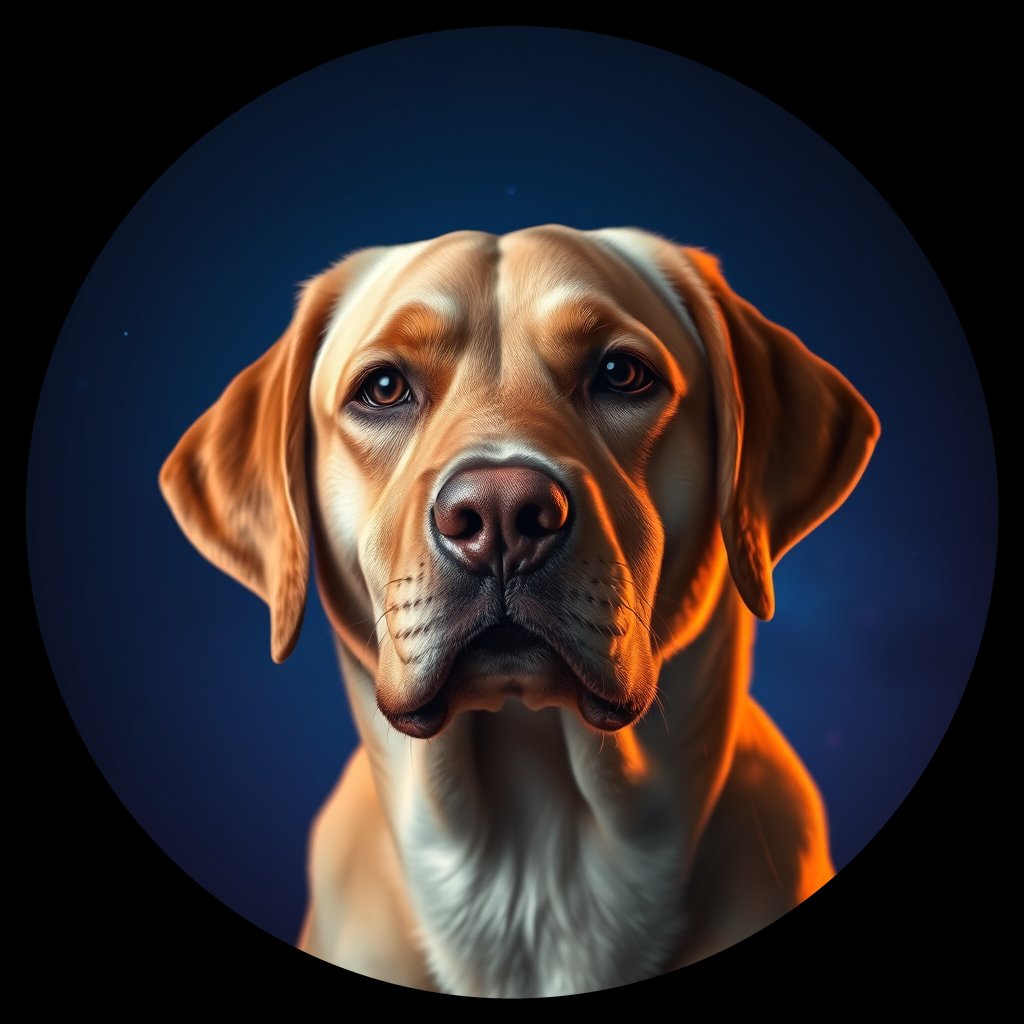 Cosmic medallion portrait of PFZ17H09_PFZ17H09, a Labrador Retriever