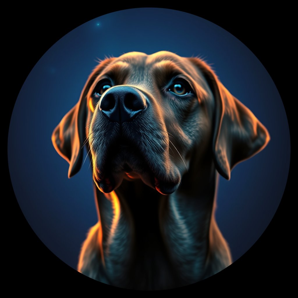 Cosmic medallion portrait of PFZ17H10_PFZ17H10, a Labrador Retriever