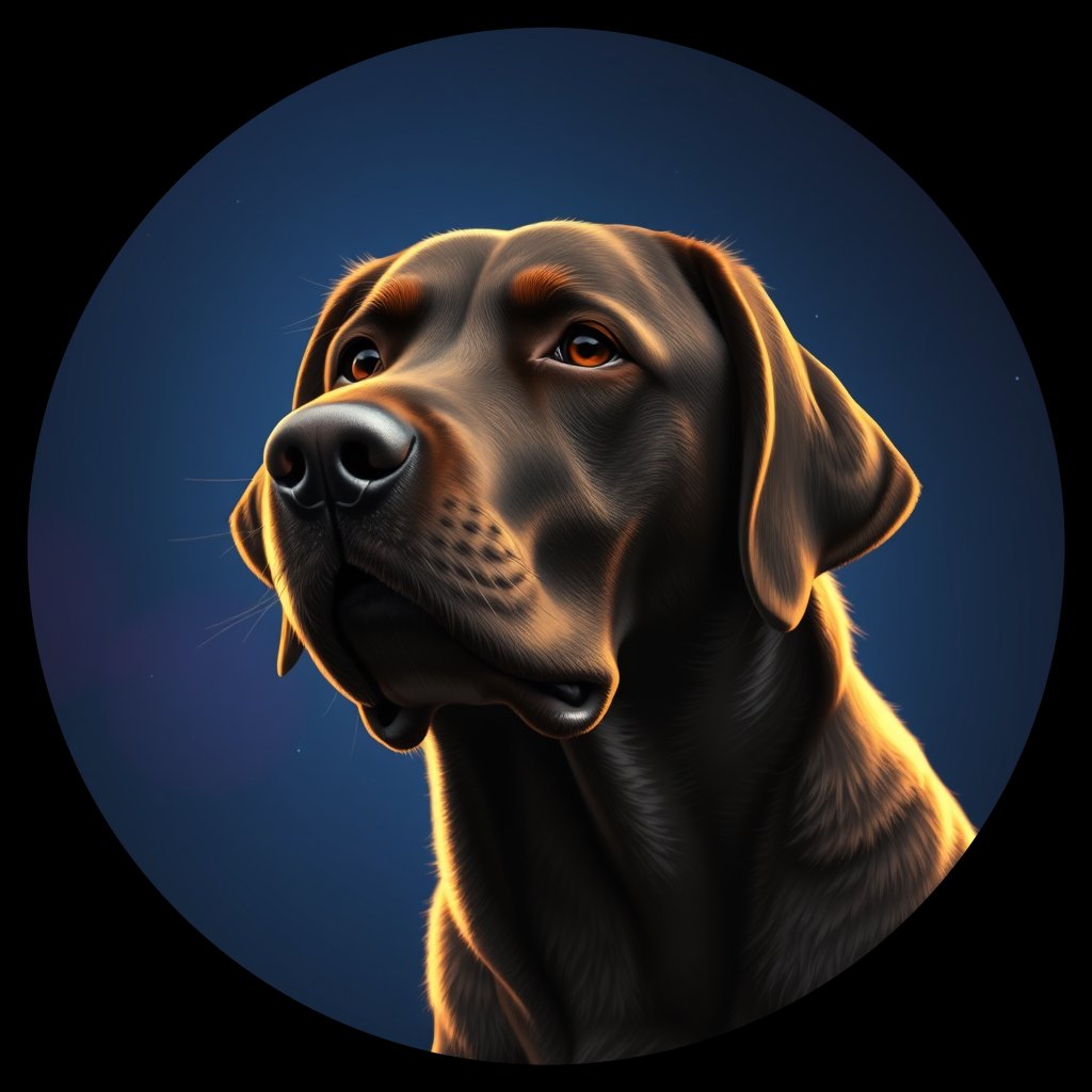 Cosmic medallion portrait of PFZ17H11_PFZ17H11, a Labrador Retriever