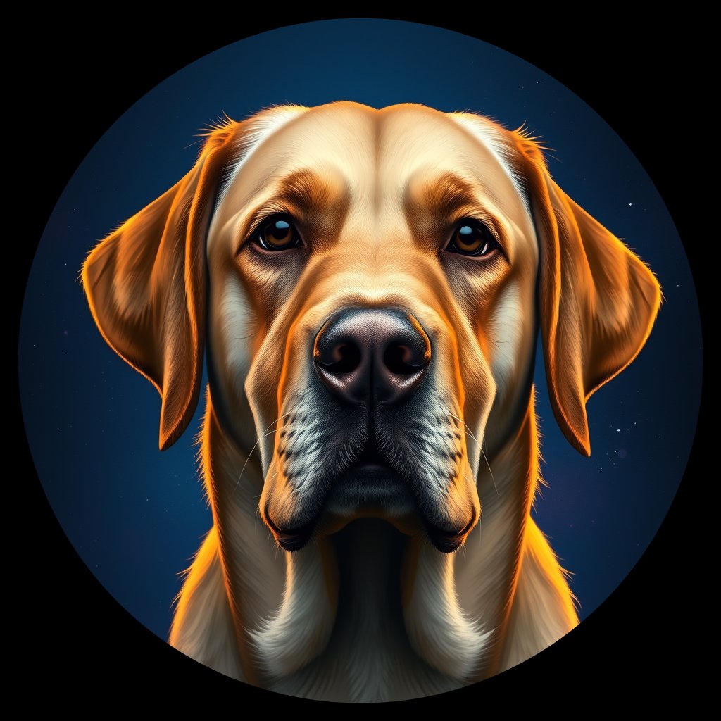Cosmic medallion portrait of PFZ17H12_PFZ17H12, a Labrador Retriever