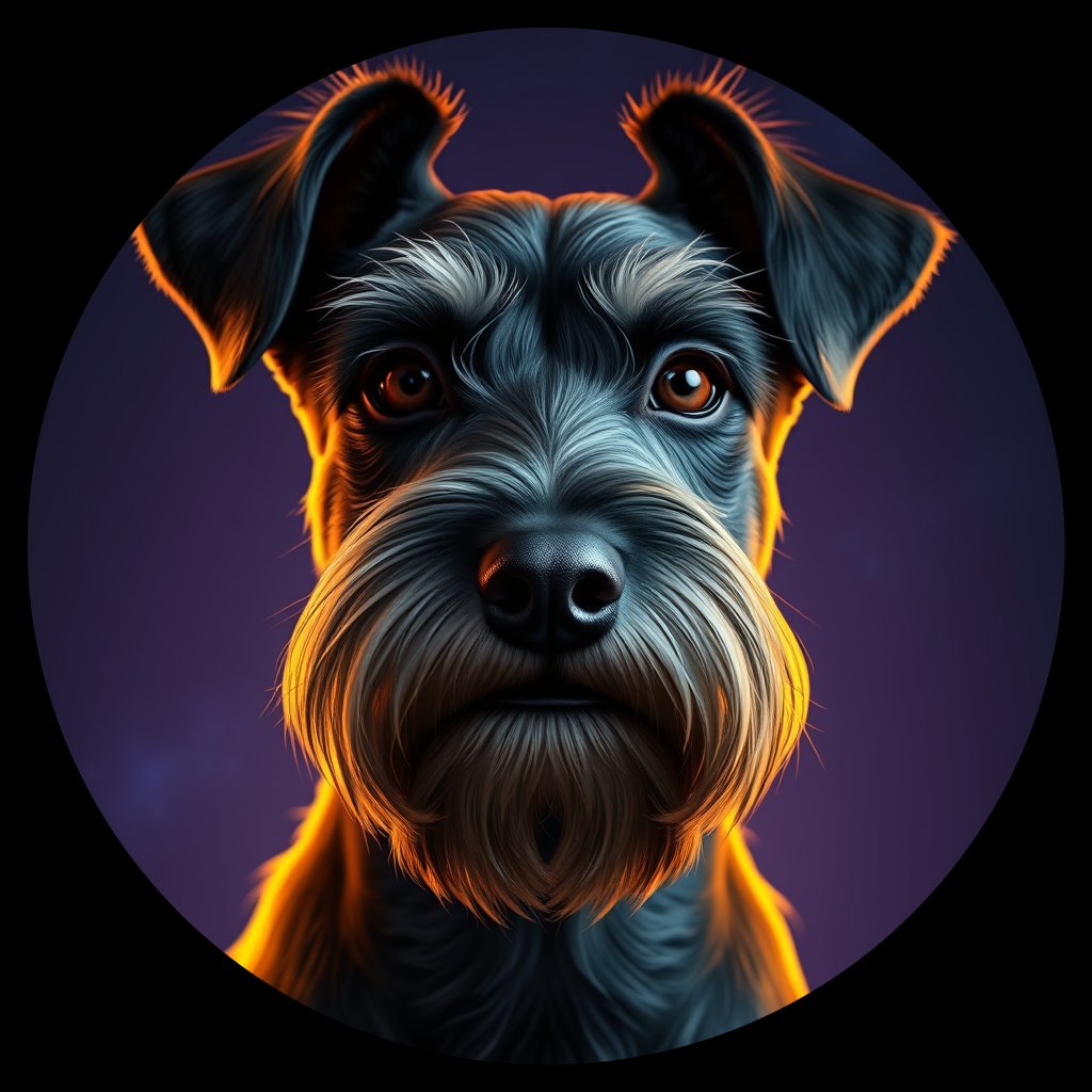 Cosmic medallion portrait of PFZ18A01_PFZ18A01, a Standard Schnauzer