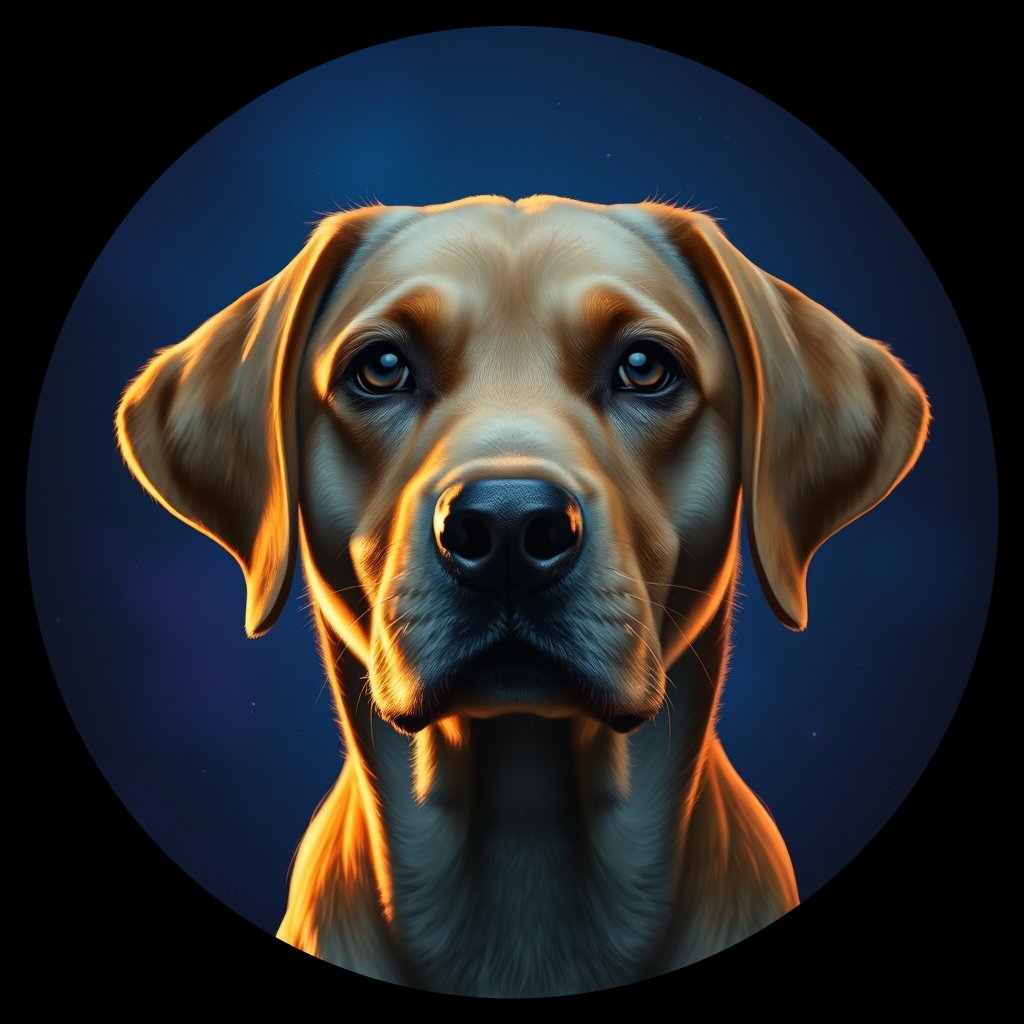 Cosmic medallion portrait of PFZ18A02_PFZ18A02, a Labrador Retriever