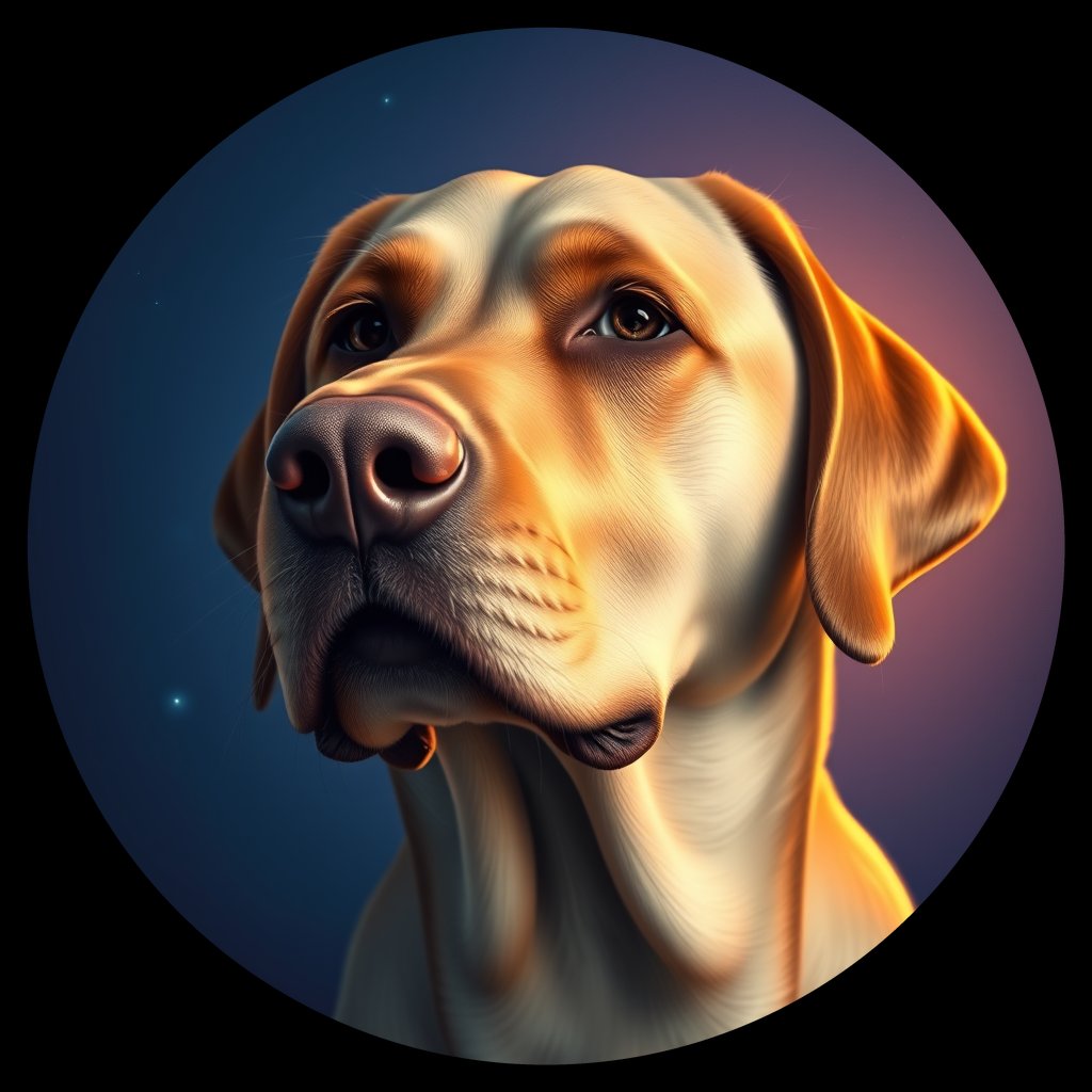 Cosmic medallion portrait of PFZ18A09_PFZ18A09, a Labrador Retriever