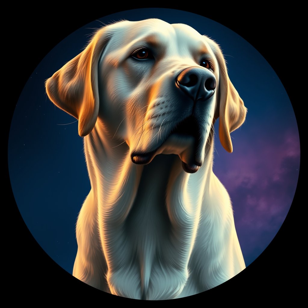 Cosmic medallion portrait of PFZ18A10_PFZ18A10, a Labrador Retriever