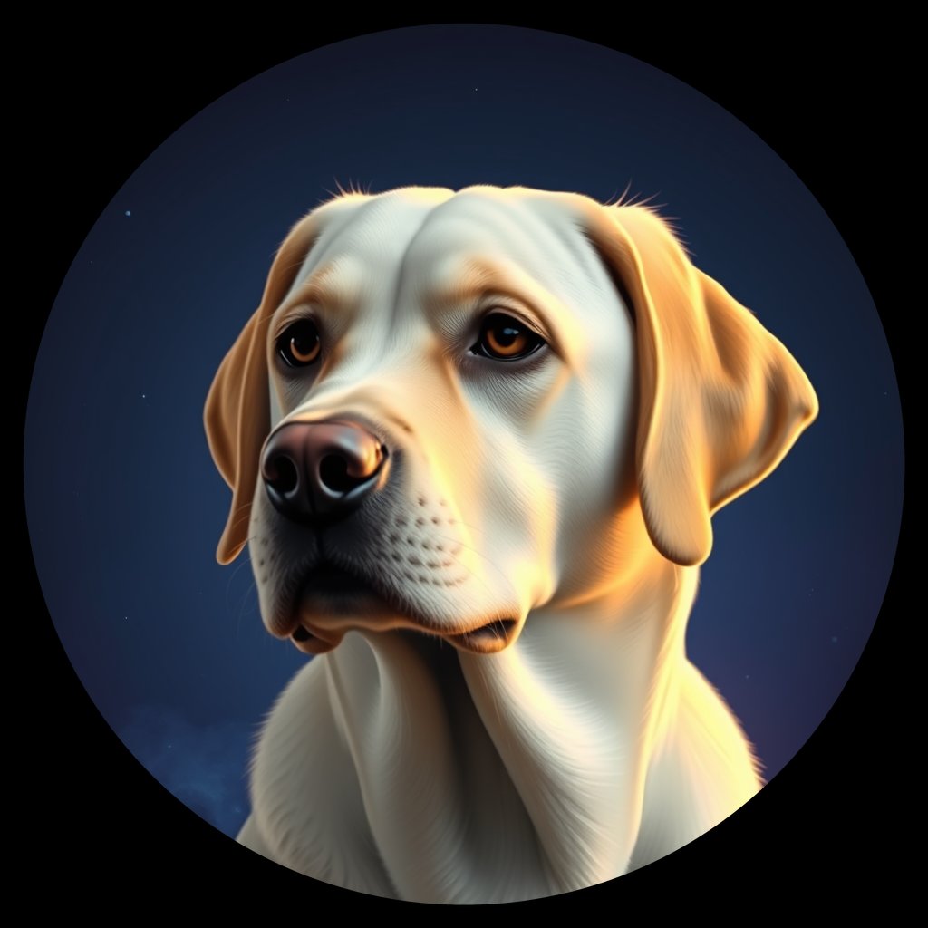 Cosmic medallion portrait of PFZ18A12_PFZ18A12, a Labrador Retriever