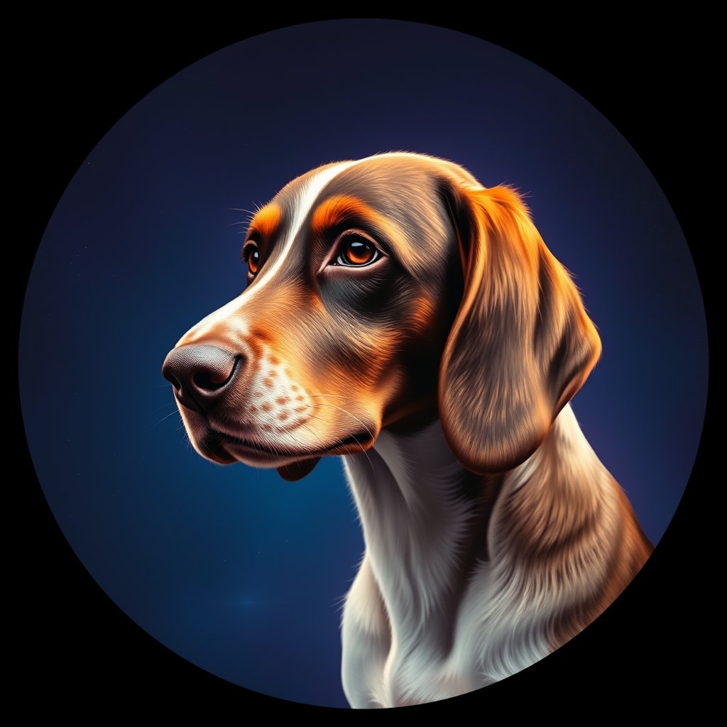Cosmic medallion portrait of PFZ18B01_PFZ18B01, a English Springer Spaniel