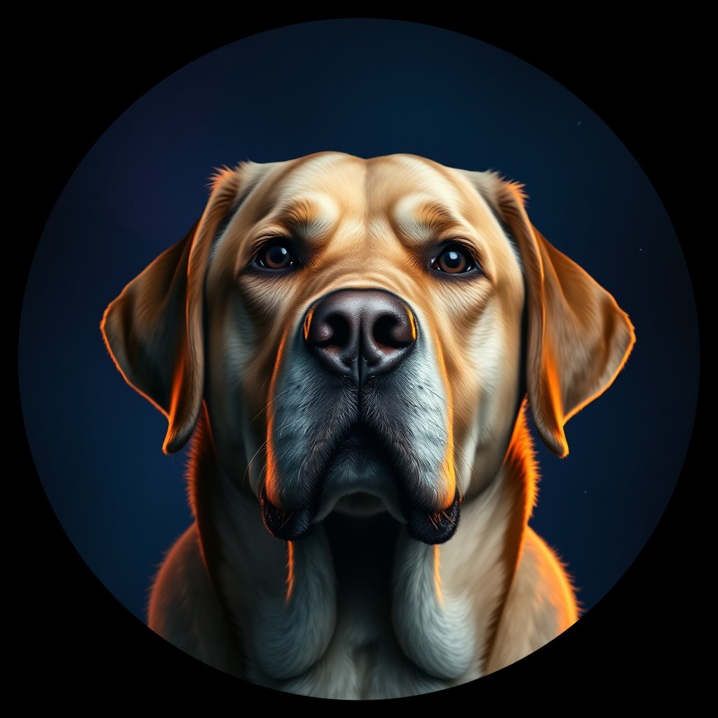 Cosmic medallion portrait of PFZ18B02_PFZ18B02, a Labrador Retriever