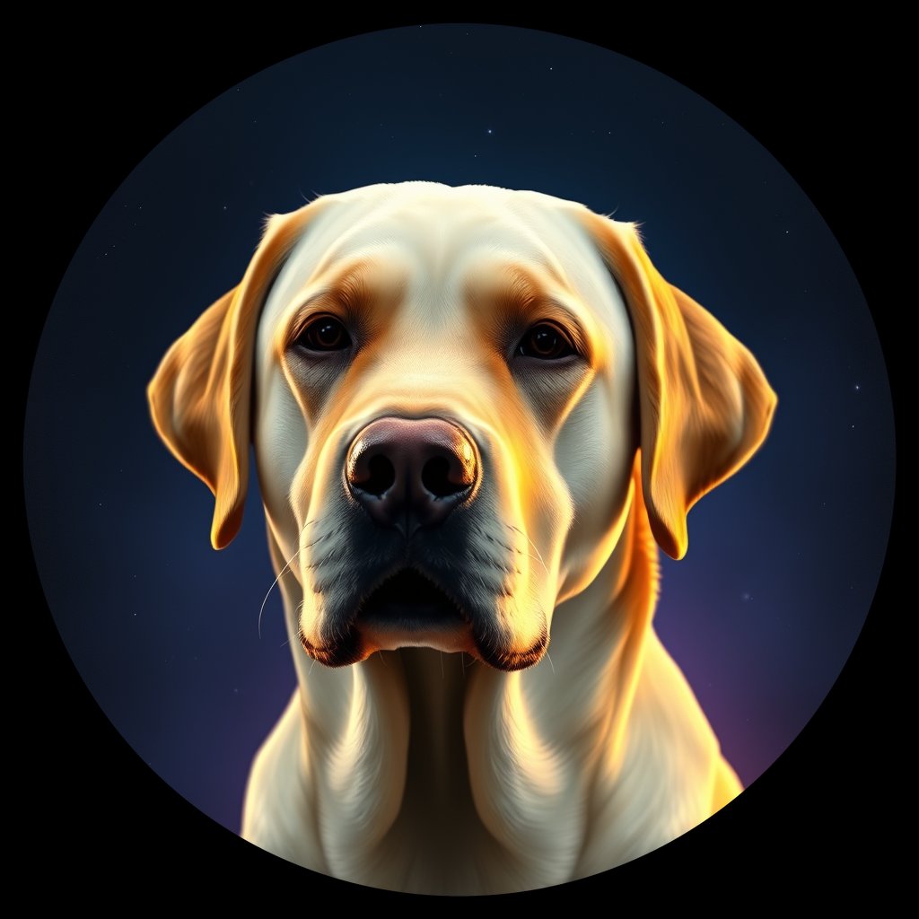 Cosmic medallion portrait of PFZ18B03_PFZ18B03, a Labrador Retriever