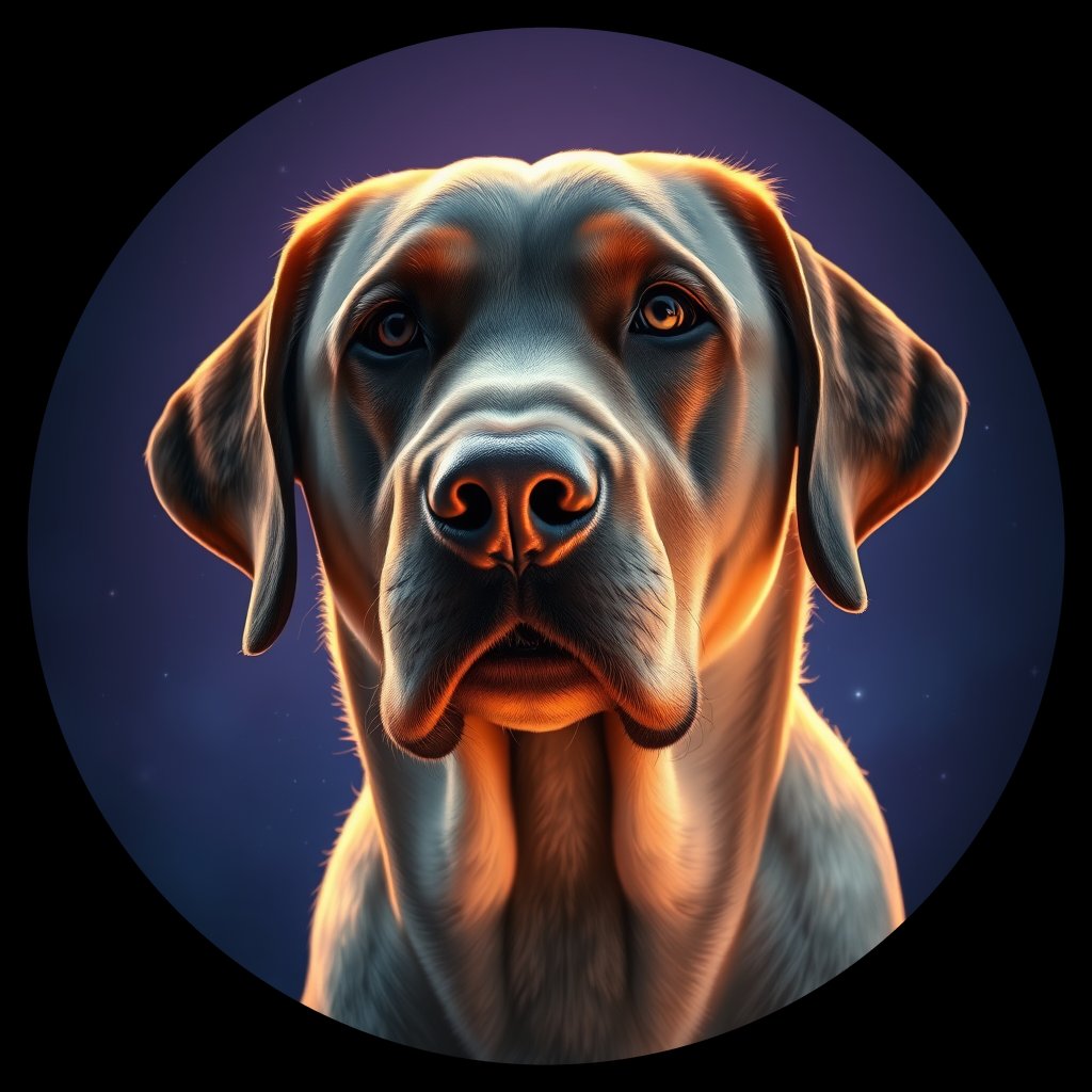 Cosmic medallion portrait of PFZ18B04_PFZ18B04, a Labrador Retriever