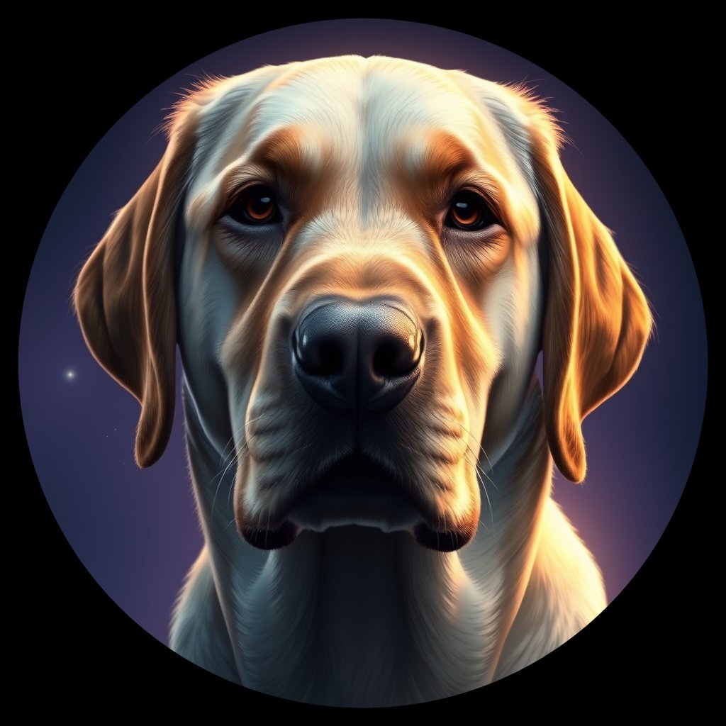 Cosmic medallion portrait of PFZ18B09_PFZ18B09, a Labrador Retriever
