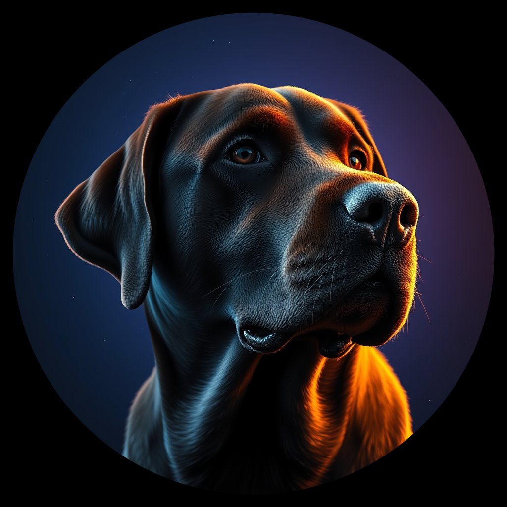 Cosmic medallion portrait of PFZ18B11_PFZ18B11, a Labrador Retriever