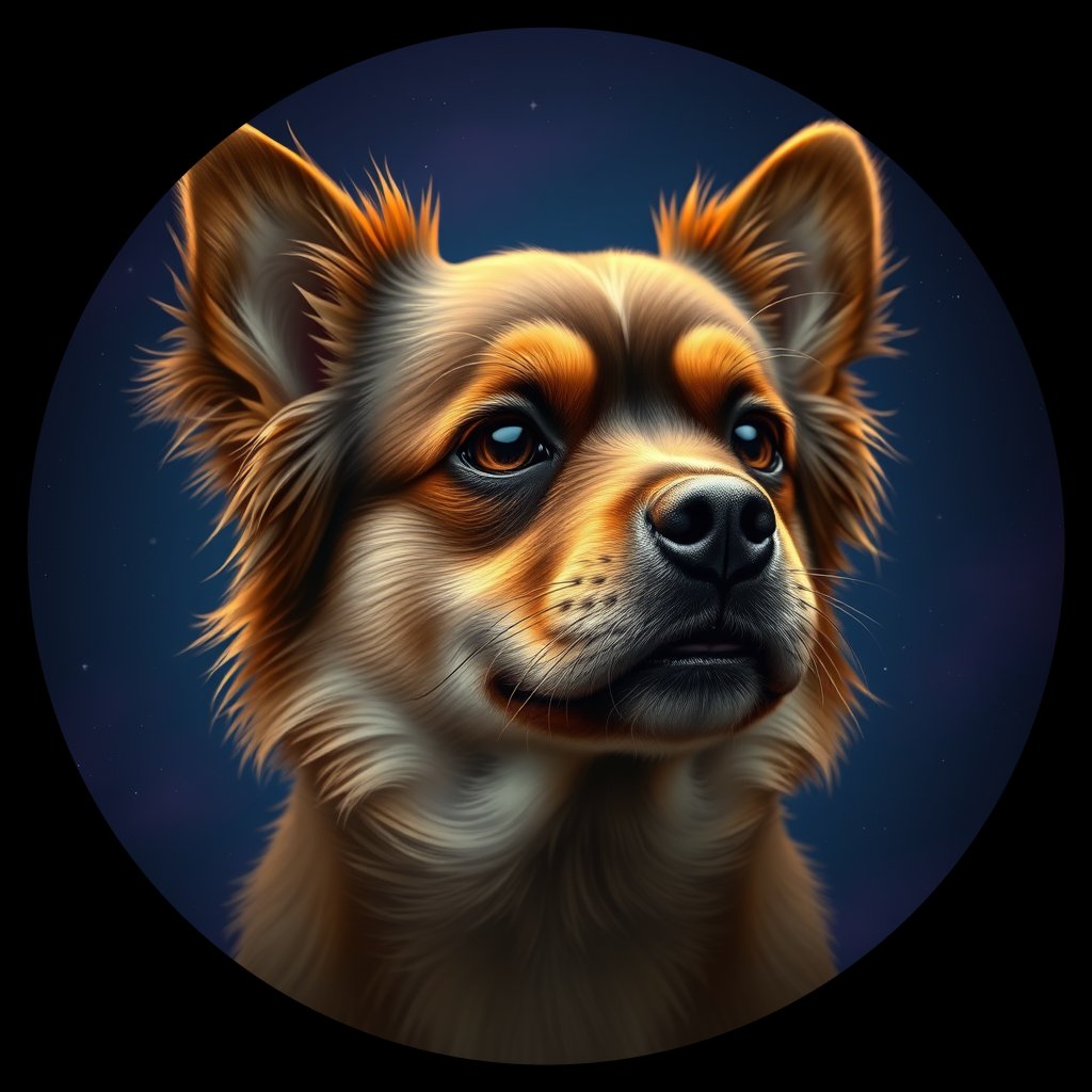 Cosmic medallion portrait of PFZ18B12_PFZ18B12, a Tibetan Spaniel
